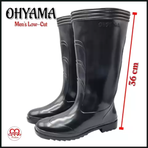 Ohyama "StormGuard" Mens Heavy-Duty Black Rainboots – Non-Slip Durable & Comfortable