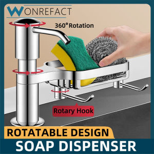 Kitchen Sink Soap Dispenser Sink Soap Dispenser With Tray Hook Extension Tube Detergent Countertop Dishwashing Liquid Soap Dispenser