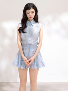 KEIKO | Nautical Blue and White Stripes Sleeveless Summer Dress