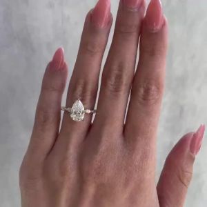 2026 New Gold Plated Stainless Steel Rings For Women Water Drop Zircon Wedding Ring Jewelry Accessories Wholesale Size 6-11
