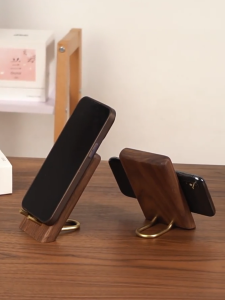 Solid Wood Phone Stand Wooden Desk Holder for Mobile Custom Engraving Available Minimalist Gift Option