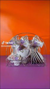 Cangkir Teko Teh Set Peralatan Minum Set Mewah Vicenza Keramik C 59