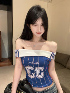 GUZILIAN | เสื้อยืดแขนสั้นลายทางสีบล็อกสุดเก๋สำหรับผู้หญิง ทรงเข้ารูป คอกลม แขนสั้น ทรงเข้ารูป สำหรับผู้หญิงวัย 18-24 ปี