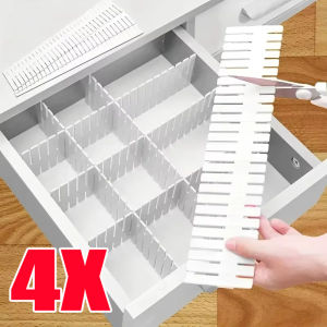 4pcs Retractable Drawer Partition Panels / Hand‑assembled DIY Storage Separators / Household Space‑Saving Organizer / Perfect for Makeup Underwear Sewing Bits Storage