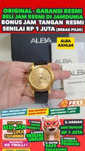 ALBA ORIGINAL - ALBA AXHL64 X1 ALBA AXHL64X1 Men LA - Coklat - Kulit - Diameter 3.8CM- Water Resist 50 Meter - Jamdunia / Jam dunia JD18 # Jam Tangan Pria Jam Pria Jam Tangan Anti Air + ALBA AXHL 64 AX HL 64 X1 AXH S003