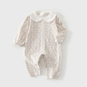 Chinese Style Long Sleeve Baby Romper Suit for Girls Home Wear Comfortable Cotton Boppie Baby Clothes Warm And Protective