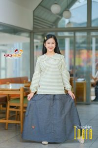 Kakadede Setelan Rok Anak Perempuan Remaja Oneset Knit Cargo Stripe