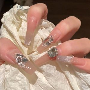 Handmade Super Long Cat Eye Nail Wear Diamond White Enhancing Simple New Style Spring Summer Ins Pure Natural Beauty Tools