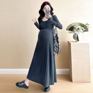 New Korean Style Fashionable Maternity Dress 2024-2025 Spring Autumn