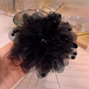 Elegant Cloud Bubble Starry Sky Water Diamond Mesh Shark Tail Hair Clip Original Design Silk Material Fashionable Hair Accessories