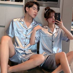 ชุดนอนผ้าไหมน้ำแข็งแขนสั้นบางฤดูร้อนสำหรับคู่รัก ชุดนอนผ้าไหมน้ำแข็ง ชุดอยู่บ้านชายผ้าไหมน้ำแข็งไซส์ใหญ่ ชุดนอนผ้าไหมน้ำแข็งฤดูร้อน 2022 ใหม่