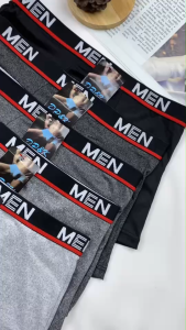 กางเกงในชายทรงบ็อกเซอร์ ผ้านุ่ม ใส่สบาย ไม่อับชื้น รุ่น MEN เอวสกรีนแพ็ค3ชิ้น