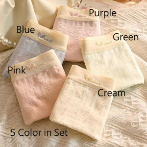 7A antibacterial midi panties women underwear embossed jacquard patterns 5 sweet colors