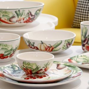 OMK American Rustic style Ceramic Dinner Plate Tableware Set