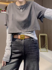 Korean Fashion Long Sleeve Pure Cotton T-Shirt Womens Simple Style Layering Top Spring Autumn New Arrival Versatile Basic Crew Neck