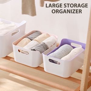 New Multi-Compartment Rectangular Storage Box with Side Handles - Durable Polypropylene Organizer for Kitchen Desk and Makeup