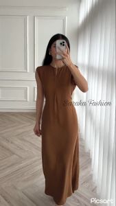 Inner Dress Rayon Twill Premium Tali Pinggang Busui Friendly / Inner Gamis Rayon Tanpa Lengan