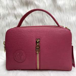 Túi xách da voi thật màu hồng kích thước ngang 22cm- cao 15cm- rộng 9cm