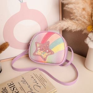 Cute Glitter Rainbow Stars Crossbody Bag For Kids