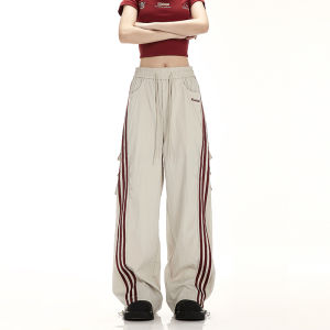 Quần Dài Công Sở Kẻ Sọc Rộng Rãi Cho Nữ Quần Dài Thường Ngày Quần Dài Thể Thao Quần Dài Khiêu Vũ Jazz Quần Dài Mùa Hè Phong Cách Mỹ Cổ Điển