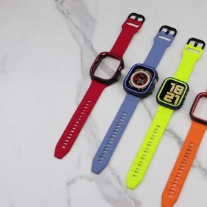 Silicone Sport Strap+Case for apple watch 9 8 7 6 SE 5 Ultra 2 Belt Bracelet Iwatch Series 49mm 45mm 41mm 44mm Protective Cover