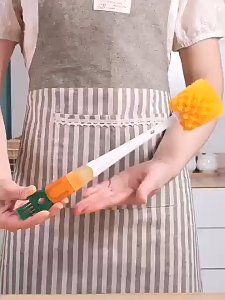 แปรงล้างแก้ว 5 in 1อเนกประสงค์ ด้ามยาว 36CM หมุนได้360องศา ฟองน้ำล้างขวดนม