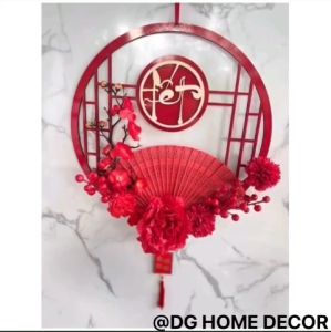Vòng Hoa Đào Đông Kết Sẵn Mẹt Hoa Treo Cửa Trang Trí Tết Đón Năm Mới May Mắn Tài Lộc DG-451