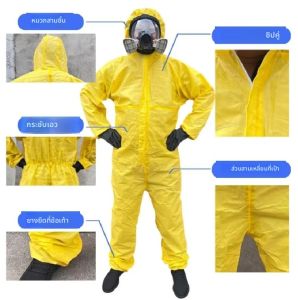 ชุดป้องกันสารเคมี Coverall สารเคมีอันตราย ชุดป้องกันการทํางานทนกรดซัลฟูริกและด่างกันของเหลว