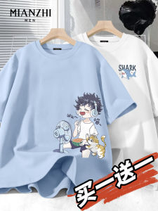 Pure Cotton Half Sleeve T-Shirt for Boys Summer Breathable Casual Inner Wear Teenage Fashion Print round Neck Short Sleeve Top