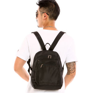 Waterproof Lightweight Casual Mens Backpack with Multiple Pockets Zipper Closure for Short Trips Street Style Nylon Material