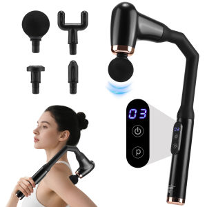 Smart Body Massager with 4 heads Electric Massager Hammer Curved Hook Electric Fascia Home Handheld Hammer Back Artifact 3 Modes & 6 Levels Intelligent for Muscle Relief Deep Tissue