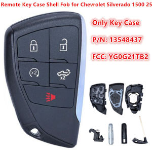 KEYECU Smart Remote Car Key Shell Case With 5 Buttons for GMC Sierra 1500 for Chevrolet Silverado 2022 2023 2024 Fob YG0G21TB2