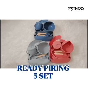 Piring Bayi 5set Bahan Silicon/ Alat Makan Sillicon Bayi BPA Free/ Piring 5setA Silikon