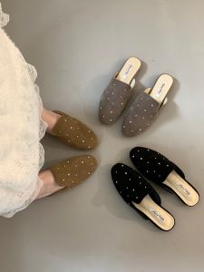 Dép Mule Nơ Bẹt Phong Cách Vintage cho Phụ Nữ