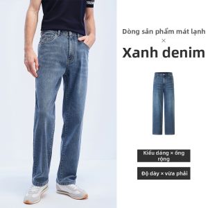 Navigare | Quần Jeans Nam Trực Tiếp Chân Thẳng Màu Xanh Bạc Phủ Spring Summer
