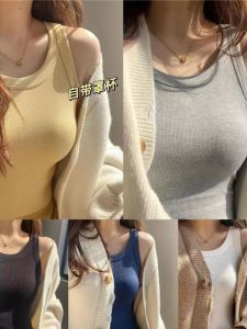 เสื้อกั๊กสายเดี่ยวแบบสวมสำหรับผู้หญิง ทรงเข้ารูป แขนกุด ทรงเข้ารูป ใส่ด้านใน เสื้อชั้นใน ฤดูร้อน 2024 แฟชั่นเสื้อผ้าทำงาน