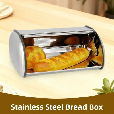 Galvanized Iron Bamboo Lid Bread Box Metal Storage Container Kitchen Pastry Organizer Box Sealed Storage Box for Home Use