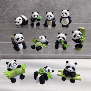In Stock Bamboo Leaf Cute Giant Panda Model Car Decoration Rockery Succulent Landscape Micro Landscape Artificial Desktop Decoration