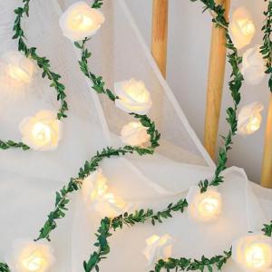 1.5M/3M/6M Rose Flower LED Christmas Garland Fairy String Lights Battery Operated Indoor Outdoor For Wedding Garden Party Decor