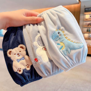 Waterproof Dirty Proof Childrens Sleeve Covers Boys Girls Autumn Winter Warmth Protection Fleece Material Cartoon Style