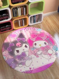 MeiLetti Cartoon Anime Style round Rug Home Use Living Room Bedroom Soft Fabric Princess Girl Room Carpet Machine Washable