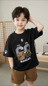 Kaos Roblox Anak Laki-Laki Hitam Katun Adem Premium Usia 1-8 Tahun | Baju Anak Cowok Fashion Terbaru 2025 | Kaos Gaming Anak Roblox Murah Keren Trendy