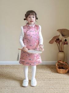 New Winter Childrens Cheongsam Dress Baby Girl Kindergarten Uniform Stylish Fashionable Jacket Traditional Chinese Tang Costume