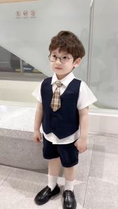 Set công tử vest gile liền thân thôi nôi đi tiệc cho bé trai 1 đến 6 tuổi kèm cà vạt BERNIE 0824B50