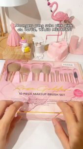 MAANGEpinkiedition 10 pcs Set Kuas Rias Kualitas Tinggi Femininenergy Makeup Brushes Set Kotak Hadiah Profesional 55075