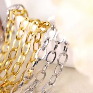 1Meter Stainless Steel O-line Oval Cross Chain for DIY Necklace Bracelet Jewelry Accessories