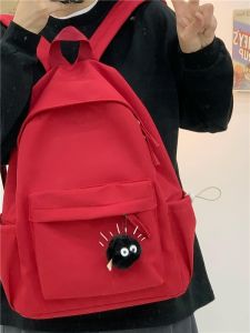 Japanese Style Pure Color Backpack for College Girls Dual Shoulder School Bag Casual Leisure Travel Backpack with Computer Pocket