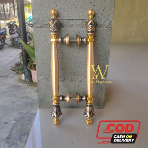 Handle Pintu Rumah Kuningan Baut Tembus Motif Nanas Antik 45 cm 2 pcs