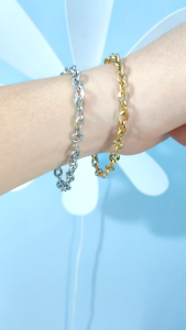 Lắc tay xích titan nam nữ dây xích dẹp trơn sang trọng khóa tròn không đen gỉ không gây dị ứng  hjhjshoptrangsuc