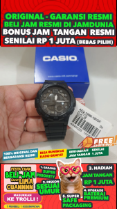 CASIO ORIGINAL - CASIO AEQ-100W-1B - MEN - Black - Strap Rubber - Jam dunia JD18ST # Jam Tangan Pria Cowok Anti Air Digital Analog + CASIO AEQ 100W 1B AEQ-100W 100 W AEQ100 AEQ-100 AEQ100W $ WR1 STR BS7 HT7
